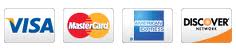 Visa, Master Card, American Express, Discover, Credit cards accepted 
